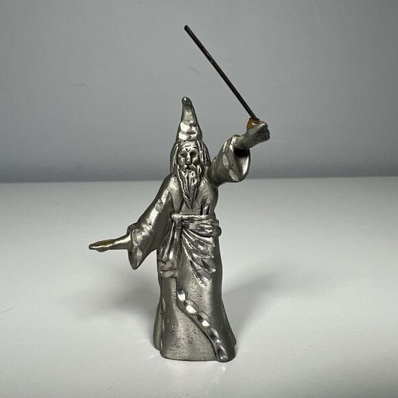 Cuter 1985 3” Pewter Wizard Casting A Spell With Wand D & D Dungeon And Dragons - Picture 1 of 5